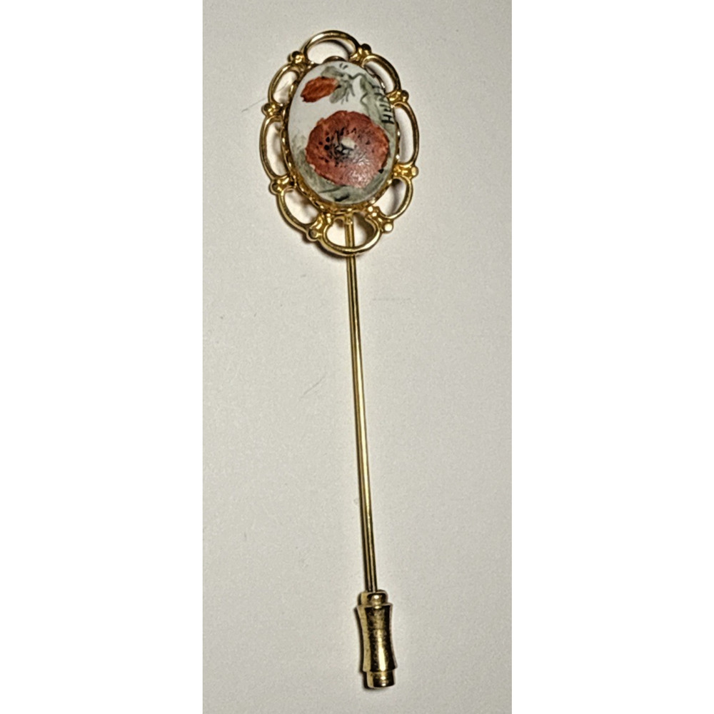 Vintage Floral Cameo Stick Pin Brooch‎ J-2A
